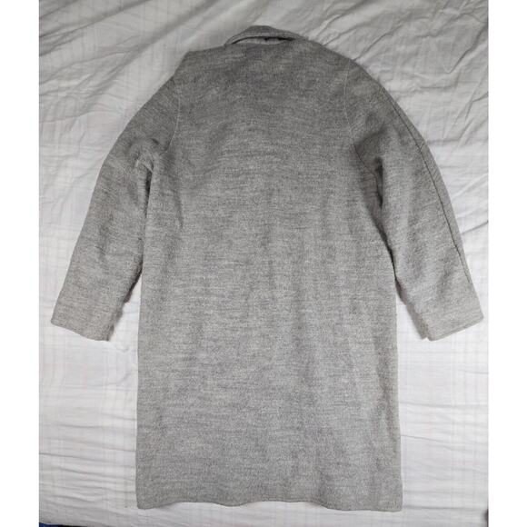Cos Womens Overcoat Boiled Wool Cotton Single Breasted Unlined Pockets Gray M - Picture 3 of 11